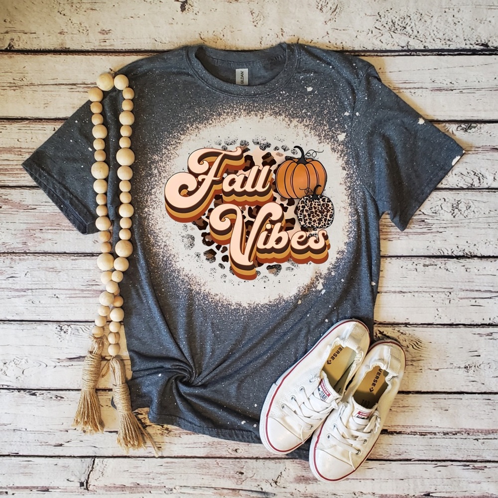 Fall Vibes Bleached T-shirt